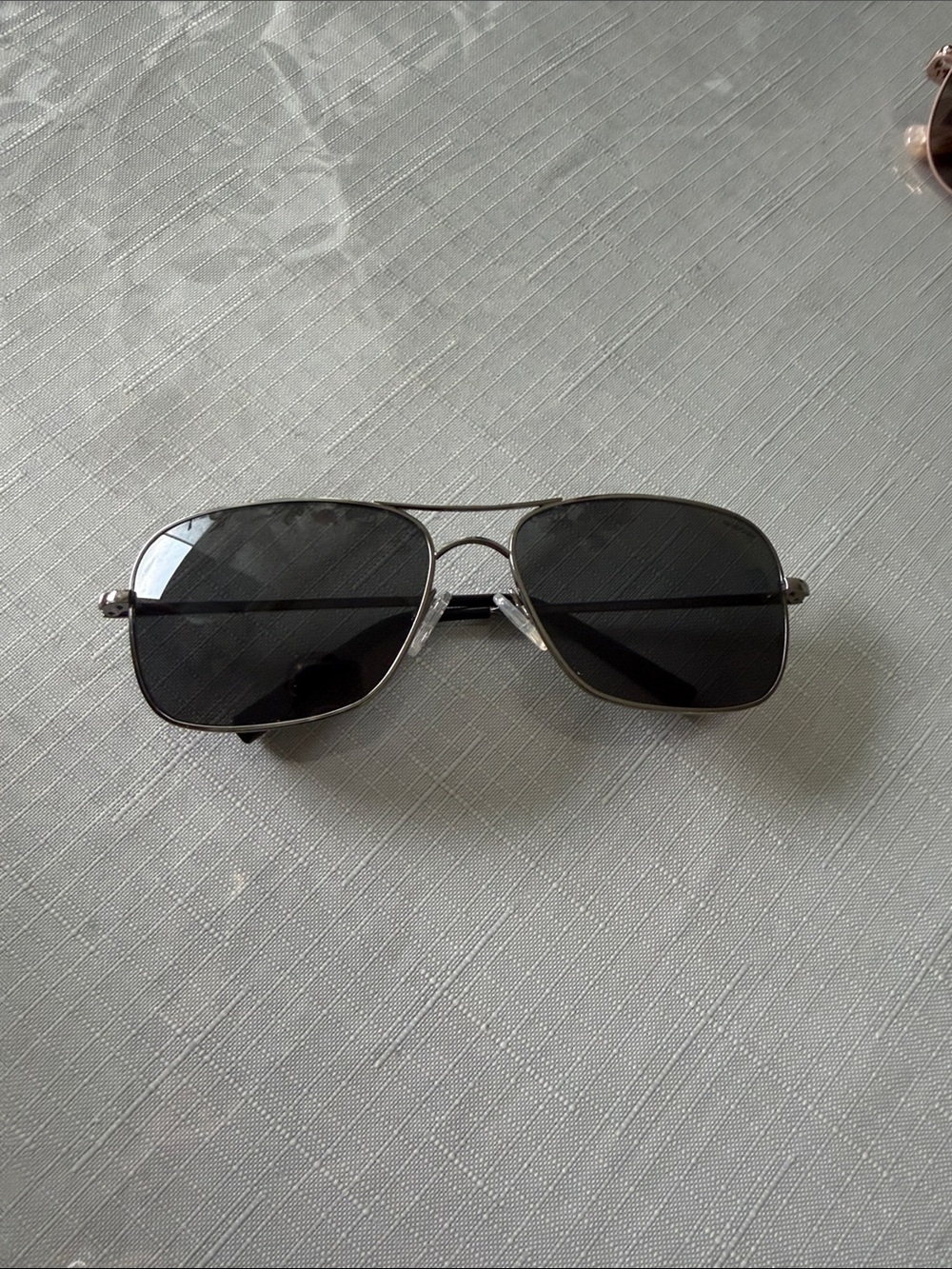 Rectangular Aviator Sunglasses in Silver with Dark Smoke Lenses